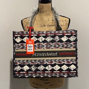 NWT Montana West Black and White Geometric Tote